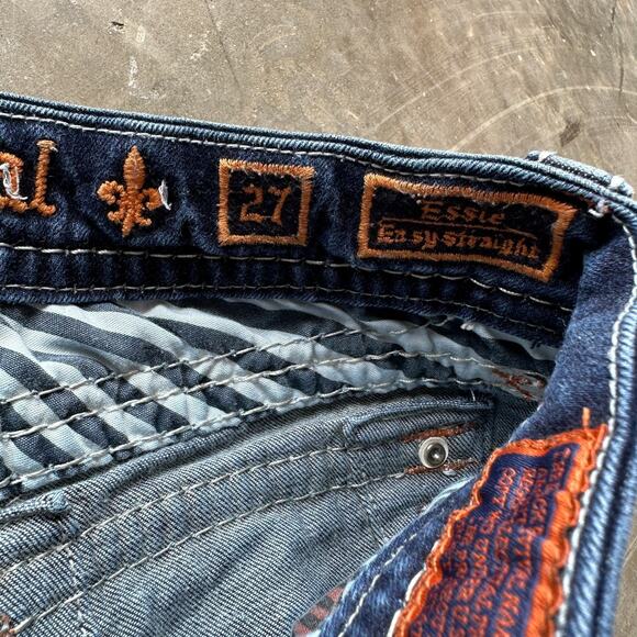 Rock Revival Essie Easy Straight Jeans Women's 27 Dark Wash Distressed Denim - Picture 6 of 15